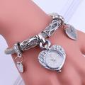 Or argent mode femmes bracelet montres dames filles montre-bracelet femme amour coeur montre à quartz ronde