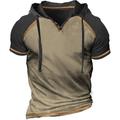 Homme T-shirt Manches courtes À capuche Été Bloc de Couleur Manche Raglan Mode Designer Basique Patchwork Vacances Rue Sortir Bleu Vert Kaki T-shirt haut de gamme pour homme