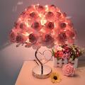 Romantique rose fleur led lampe de table style européen fête de mariage pour fille chambre chevet veilleuse décoration cadeau éclairage de vacances