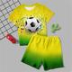 Garçon 3D Football Ensemble pyjama t-shirt et pantalon Manche Courte 3D effet Eté Actif Mode du quotidien Polyester Enfants 3-12 ans Col Ras du Cou Intérieur Casual Standard