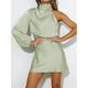 robe de soirée de Noël pour femme robe de soirée robe en satin robe d'invité de mariage mini robe noir vert clair bleu manches longues couleur pure froncé printemps automne hiver col haut mode robe