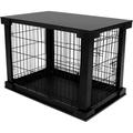 Products 2 Door Decorative Kennel With Wooden Protection Cover Divider Insert Removable Tray End Or Side Table Black