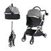 Foldable Pet Stroller 3 in 1 Design Detachable Carrier Telescopic Handle Aluminum Alloy Frame Up to 33 lbs Capacity Gray