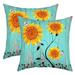 YST Sunflower Pillow Covers 20x20 Inch Set of 2 Distressed Blue Wooden Board Throw Pillow Covers Yellow Flowers Butterfly Decorative Square Pillow Cases Country Grunge Farmhouse Cushion Cases