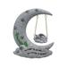 Esquirla Animal Figurine Resin Decoration Outdoor Statuary Grey Color 4.9x2.5x5.3inch for Front Yard Patio Porch Versatile Cat