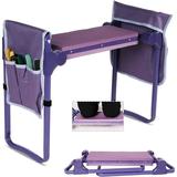 Garden Kneeler and Seat Upgraded Gardening Stool Bench with 2 Tool Pouches & EVA Foam Pad Purple