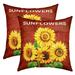 YST Sunflower Throw Pillow Covers 24x24 Inch Set of 2 3D Floral Pillow Covers for Bed Couch Yellow Flowers Decorative Pillow Covers Rustic Farmhouse Red Wooden Board Botanical Cushion Covers