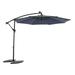 10FT Outdoor Patio Offset Umbrella with 40 LED Lights Solar LED Cantilever Umbrella with Crank & Cross Base Hanging Market Umbrellafor for Garden Yard Deck Pool Navy Blue