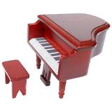 Simulated Piano Scene Layout Prop Mini House Instrument 1/ 12 Musical Model Red Wooden Micro