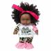 Simplmasygenix Black Baby Doll 8 Inch Baby Girl Doll Accessories Realistic Silicone Girl with Cute Curly Newborn Doll Black Vinyl Baby Toy