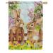 America Forever Bunnies House Flag 28 x 40 inch Double Sided Rabbit with Flowers Farmhouse Egg Small Spring Holiday Seasonal Easter Day Flags for Outdoor Yard Lawn Decoration