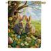 America Forever Easter Bunnies House Flag 28 x 40 inch Double Sided Rabbit Egg Hunt Dandelion Flowers Farmhouse Small Spring Holiday Seasonal Easter Day Flags for Outdoor Yard Lawn Decoration