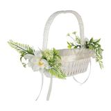 BLESIYA Wedding Basket Decor Wedding Silk Flower for Flower Girl Satin Flower Basket rose with fern