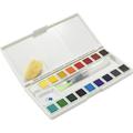 Artist Sketch & Go Watercolor Paint Set - Travel Friendly For Plein Aire Or Studio - Includes A Palette Box With Mixing Area Water Brush Pen Natural Sponge - 18 Half Pans; Assorted Colors