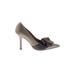 Oscar De La Renta Heels: Slip-on Stiletto Cocktail Party Gray Print Shoes - Women's Size 38 - Pointed Toe