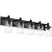 5 Light Bathroom Light Fixtures Black Vanity Light Fixture Over Mirror Modern Vanity Lights for Bathroom with Seeded Glass Shades Vintage Wall Lights for Living Room Kitchen Bedroom Hallway