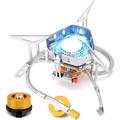 Camping Stove with Piezo Ignition Foldable Camping Gas Stove Windproof Gas Burner for Coleman Primus Cartridge