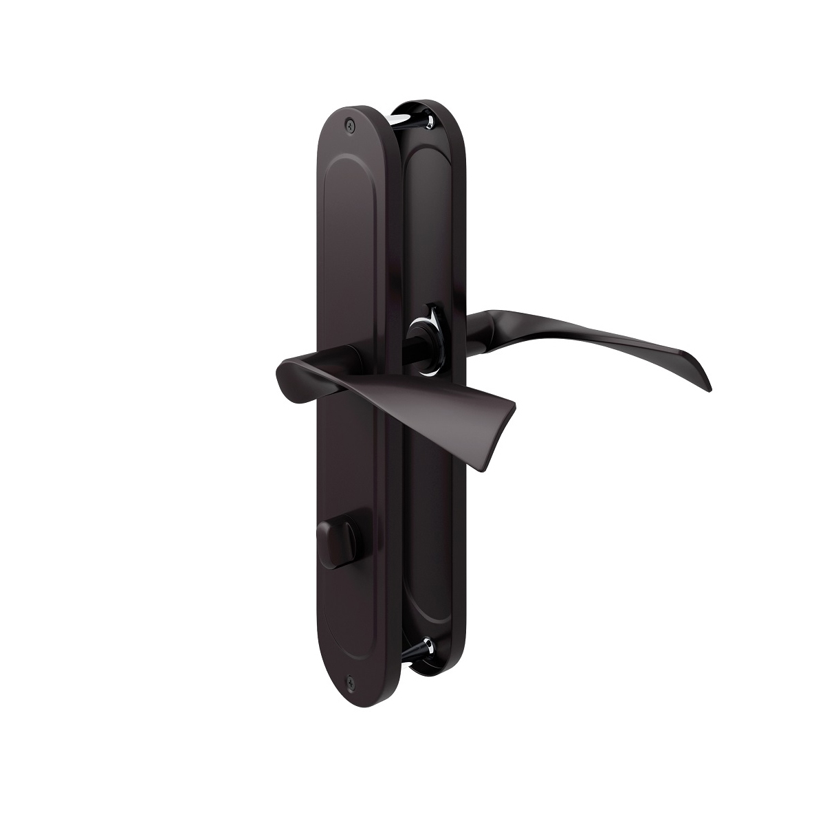 MS Beschläge Drückergarnitur Metall Türdrücker Schwarz matt Langschildgarnitur WC DIN Norm Image