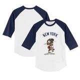 Toddler Tiny Turnip White/Navy New York Yankees 2024 Year of the Dragon 3/4-Sleeve Raglan T-Shirt
