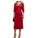 Michael Kors Dresses | Michael Kors $175 Red Wrap Cheetah Half Sleeves Midi Dress Size Xs | Color: Red | Size: Xs