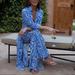 Zara Dresses | Bloggers Fav Zara Kimono Kaftan Dress | Color: Blue/White | Size: S