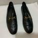 Gucci Shoes | Gucci Womens Jordaan Horsebit Loafers Shoes Black Leather Flat Gold Eu 38 Us 8 | Color: Black/Gold | Size: 8