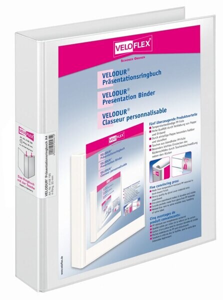 Veloflex Präsentationsringbuch Velodur, A4, 4-Ring 30 mm, weiß Image