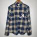 Madewell Tops | J Crew Womens Flannel Button Front Shirt Size 4 Contrast Plaid Pocket Multicolor | Color: Blue/Green | Size: 4