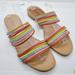 Madewell Shoes | Madewell The Meg Slide Sandal In Multi-Colored Rainbow Straps In Leather Sz 7 | Color: Orange/Red | Size: 7
