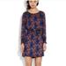 Madewell Dresses | Madewell Broadway & Broome Silk Long Sleeve Brown And Blue Paisley Dress 6 | Color: Blue/Brown | Size: 6