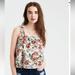 American Eagle Outfitters Tops | American Eagle Eyelet Floral Print Women Cream Ruffle Strap Crop Top Blouse M | Color: Cream/Red | Size: M
