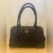 Coach Bags | Coach Turnlock Signature Monogram Tote Euc | Color: Black/Gold | Size: Os