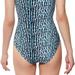 Jessica Simpson Swim | Jessica Simpson Navy Animal Sassy One-Shoulder One-Piece Swimsuit, Us Medium | Color: Black/Blue | Size: M