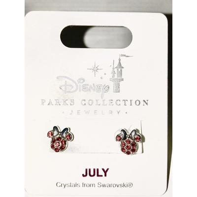 Disney Jewelry | Disney Park Minnie Icon Birthstone Swarovski Crystal Earrings July Noc | Color: Silver | Size: Os