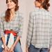 Anthropologie Tops | Anthropologie Women's Cloth & Stone Long Sleeve Plaid Pull Over Shirt Top Size M | Color: Gray/White | Size: M
