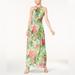 Nine West Dresses | Nine West Floral Print Halter Maxi Dress | Color: Green/Pink | Size: 14