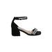 Steve Madden Heels: Strappy Chunky Heel Casual Black Print Shoes - Women's Size 7 1/2 - Open Toe