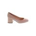 J.Crew Heels: Slip-on Chunky Heel Work Tan Print Shoes - Women's Size 6 1/2 - Round Toe