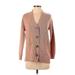 Permanent Press Casual Dress - Mini V Neck Long sleeves: Tan Print Dresses - Women's Size X-Small