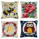 Make Your Own DIY Floral Bee, Floral Bloom Rose Peony, Monogram Wreath, or Night Owl Counted Cross Stitch Tapestry Cushion Kit by Trimits