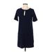 Abercrombie & Fitch Casual Dress - Shift Keyhole Short sleeves: Blue Print Dresses - Women's Size Small