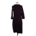 Ann Taylor Factory Casual Dress - Sweater Dress Mock 3/4 sleeves: Purple Solid Dresses - Women's Size Medium