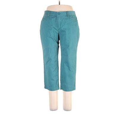 Eddie Bauer Khaki Pant: Teal Solid Bottoms - Women's Size 14