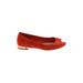 Tory Burch Flats: Orange Solid Shoes - Women's Size 6 1/2 - Peep Toe