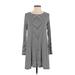 Soprano Casual Dress - Mini Crew Neck Long sleeves: Gray Color Block Dresses - Women's Size 5