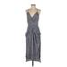 BCBGeneration Casual Dress - Midi V-Neck Sleeveless: Blue Stripes Dresses - Women's Size Small