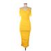 Shein Casual Dress - Bodycon V Neck Sleeveless: Yellow Solid Dresses - Women's Size 6