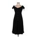 Shein Cocktail Dress - A-Line V-Neck Short sleeves: Black Solid Dresses - Women's Size Medium