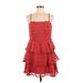 Trixxi Casual Dress - A-Line Square Sleeveless: Red Solid Dresses - Women's Size Medium