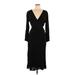 Gap Casual Dress - Midi Plunge 3/4 sleeves: Black Solid Dresses - Women's Size Large